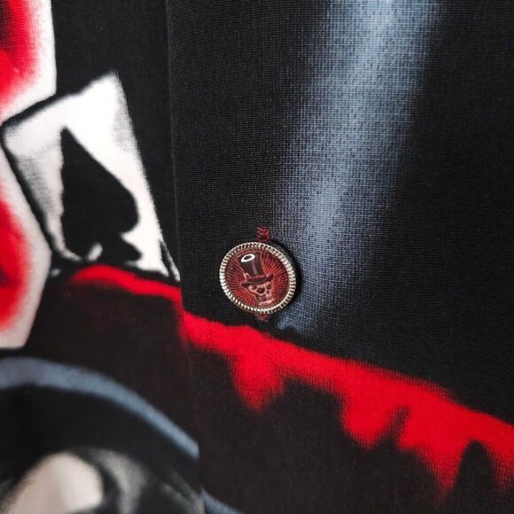 Vintage Dragonfly Roadhouse Shirt Mens Size XL Red Skeleton Skull Top Hat Flames - Picture 4 of 7
